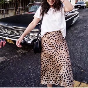 Silky Leopard Midi Skirt